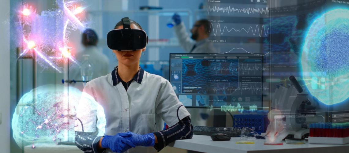 scientific-specialist-research-lab-wearing-vr-goggles-using-high-tech-equipment-wired-sensors-medical-study-healthcare-practitioner-using-virtual-reality-technology-visualize-datasets